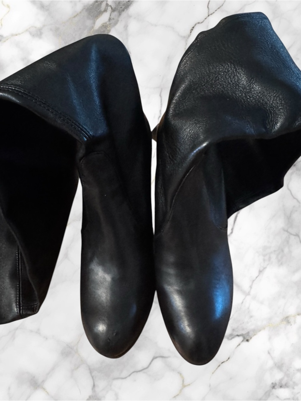 Stuart Weitzman Highland Black Plonge Stretch Leather Over-the-Knee Boots Sz 8.5 - Picture 9 of 13